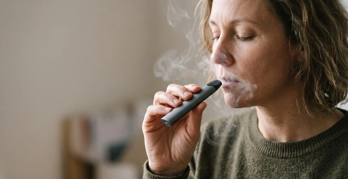 Photo éditoriale grand format illustrant une exploration sensorielle personnelle des arômes de vapotage