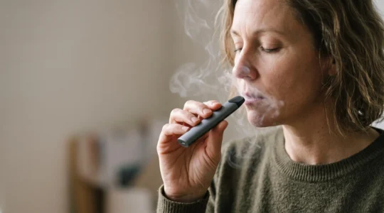 Photo éditoriale grand format illustrant une exploration sensorielle personnelle des arômes de vapotage